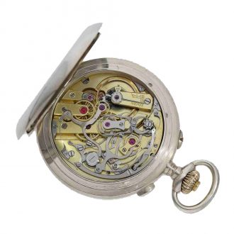 French silver pocket chronometer with split seconds Circa 1915