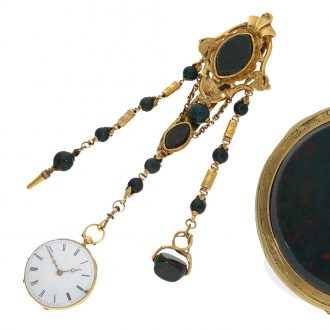 Swiss 18 carat gold rare lépine watch with chatelaine Circa 1850 Swiss 18 carat gold rare lépine watch with chatelaine Circa 1850
