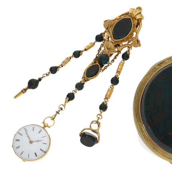 Swiss 18 carat gold rare lépine watch with chatelaine Circa 1850 Swiss 18 carat gold rare lépine watch with chatelaine Circa 1850