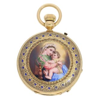 Swiss gold enamel watch “La Madonna della Sedia” Circa 1865