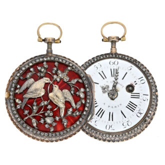 French gold and enamel verge watch with diamonds Circa 1750