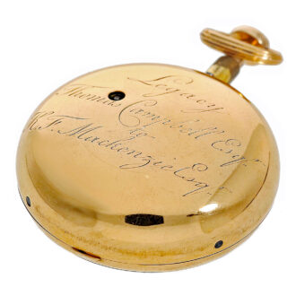 English gold quarter repeating à toc verge watch Circa 1781-1808 English gold quarter repeating à toc verge watch Circa 1781-1808