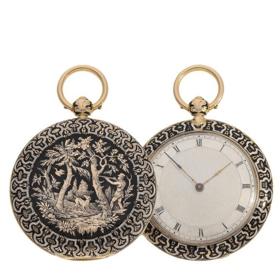 German super flat gold hunting cased cabriolet watch Circa 1830 German super flat gold hunting cased cabriolet watch Circa 1830
