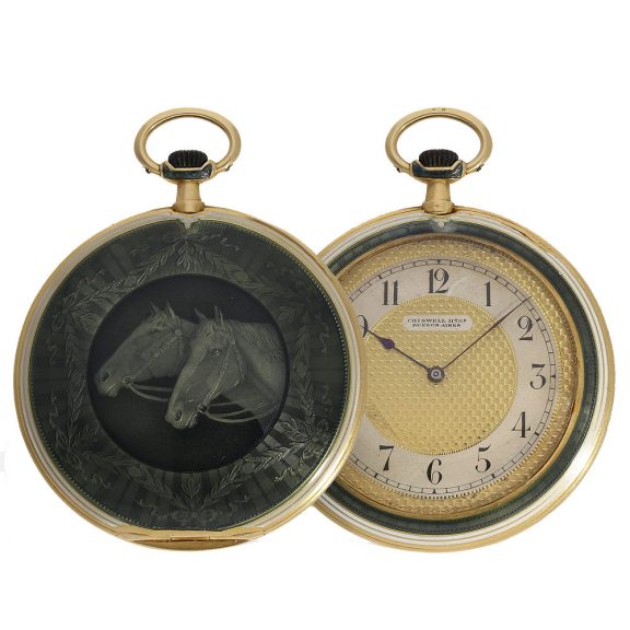 Swiss 18 carat gold and enamel Cartier style watch Circa 1920 Swiss 18 carat gold and enamel Cartier style watch Circa 1920