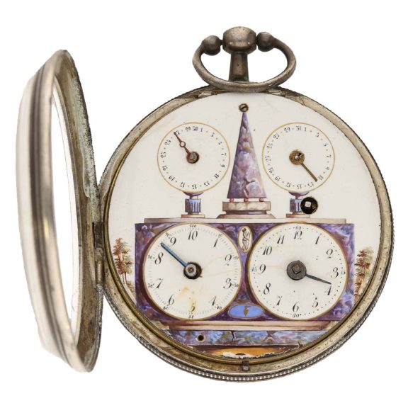 French silver verge escapement watch with two calendars Circa 1795 French silver verge escapement watch with two calendars Circa 1795