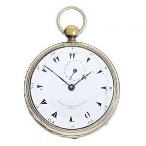 Rare English silver pocket watch with a glazed back Circa 1800