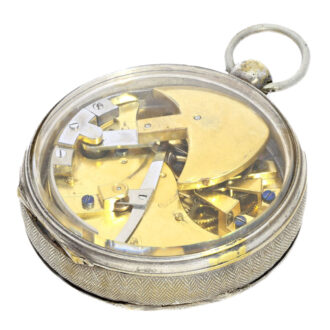 Rare English silver pocket watch with a glazed back Circa 1800