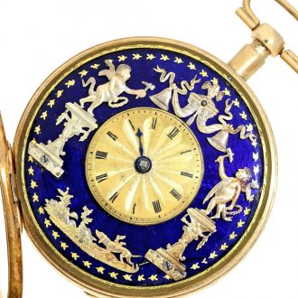 Austrian gold plated silver unusually large percussion pocket watch Circa 1815