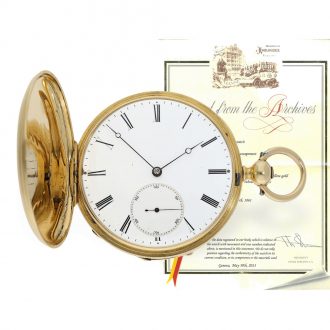 Swiss 18 carat gold lever with extract from the archives Circa 1860