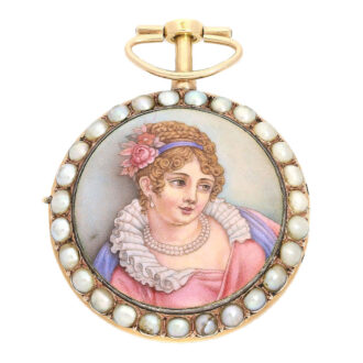 French gold verge repeater a toc with pearls Circa 1800