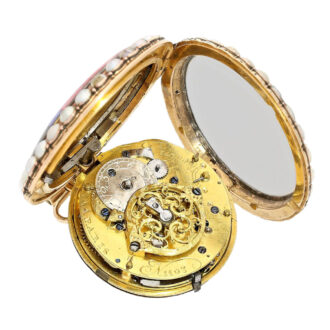French gold verge repeater a toc with pearls Circa 1800