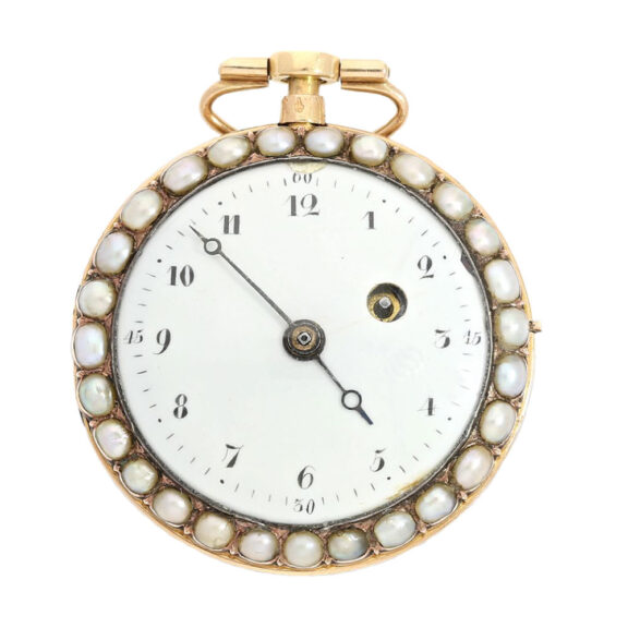 French gold verge repeater a toc with pearls Circa 1800 French gold verge repeater a toc with pearls Circa 1800