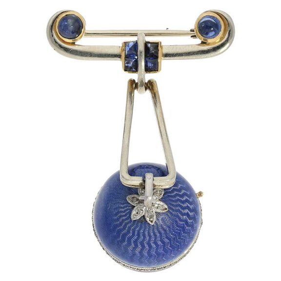Swiss fine gold, platinum ball-form pendant watch Circa 1890 Swiss fine gold, platinum ball-form pendant watch Circa 1890