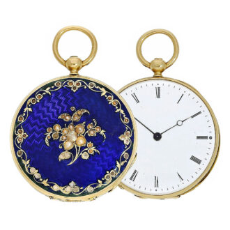 Swiss early gold/enamel pendant watch with pearls Circa 1846/47