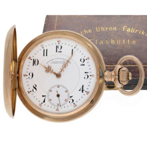 German 14 carat gold full hunter case watch with original box Circa 1899