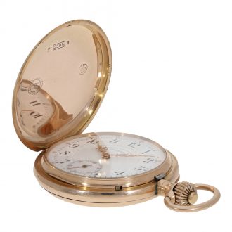 German 14 carat gold full hunter case watch with original box Circa 1899