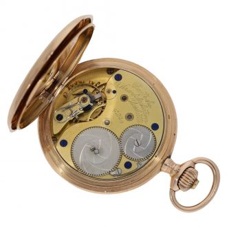 German 14 carat gold full hunter case watch with original box Circa 1899
