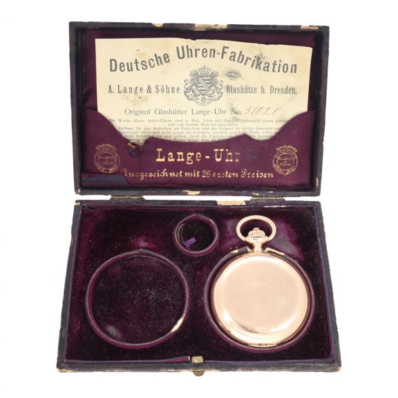 German 14 carat gold full hunter case watch with original box Circa 1899 German 14 carat gold full hunter case watch with original box Circa 1899