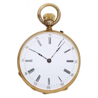 Gold enamel Swiss watch with diamond trimmings Circa 1870