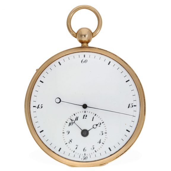 Technically interesting probably Swiss 18 Carat gold watch Circa 1820