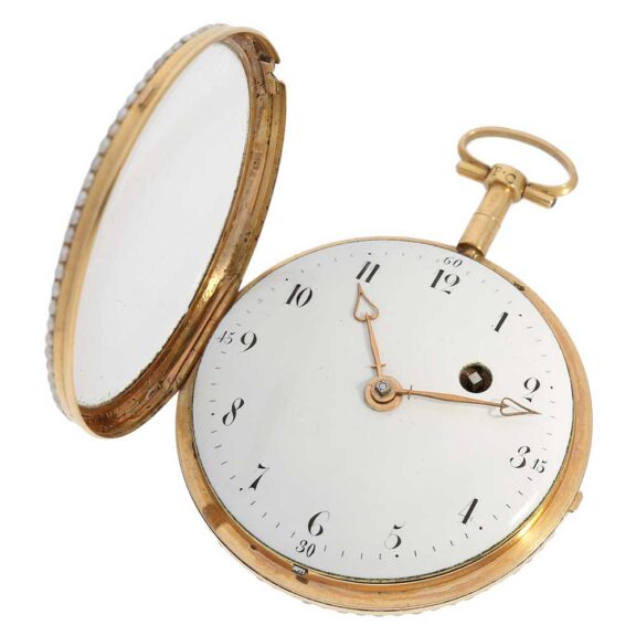 French verge pocket watch with painting and pearls Circa 1795 French verge pocket watch with painting and pearls Circa 1795