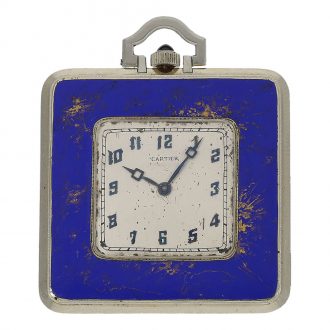 French 18 carat white gold and enamelled Art Deco watch Circa 1925