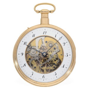 Swiss 18 Carat red gold large skeleton cylinder watch Circa 1820