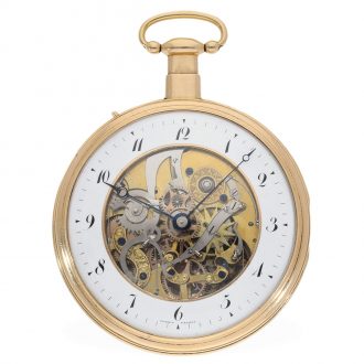Swiss 18 Carat red gold large skeleton cylinder watch Circa 1820