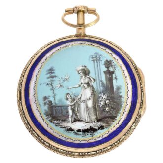 French gold watch with enamel "en grisaille" painting Circa 1800