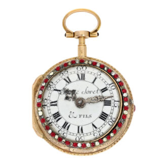 Swiss 18K gold enamel verge with jewels Circa 1760 Swiss 18K gold enamel verge with jewels Circa 1760