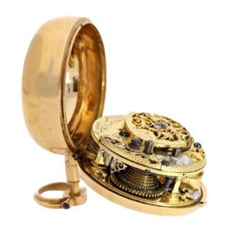 Swiss 18K gold enamel verge with jewels Circa 1760 Swiss 18K gold enamel verge with jewels Circa 1760