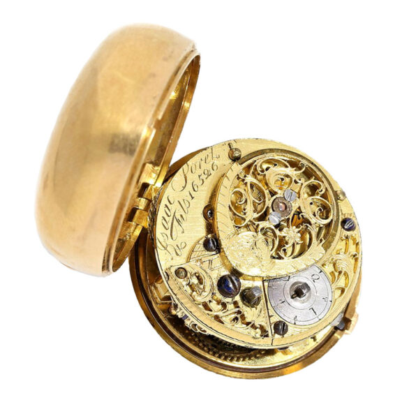 Swiss 18K gold enamel verge with jewels Circa 1760 Swiss 18K gold enamel verge with jewels Circa 1760