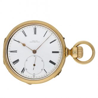French 18 carat gold watch with Louis Audemars winding mechanism Circa 1876