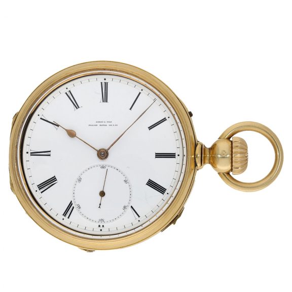 French 18 carat gold watch with Louis Audemars winding mechanism Circa 1876