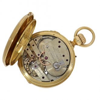 French 18 carat gold watch with Louis Audemars winding mechanism Circa 1876