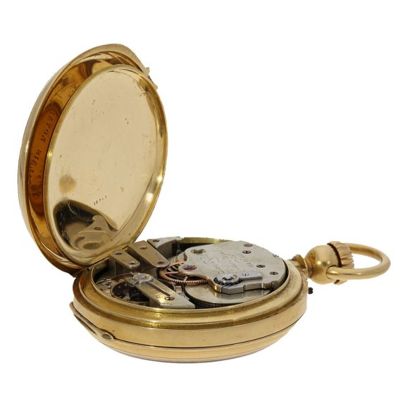 French 18 carat gold watch with Louis Audemars winding mechanism Circa 1876 French 18 carat gold watch with Louis Audemars winding mechanism Circa 1876
