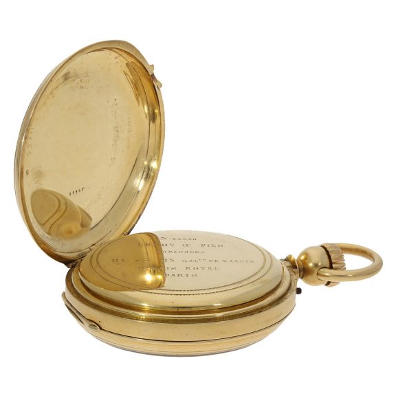 French 18 carat gold watch with Louis Audemars winding mechanism Circa 1876 French 18 carat gold watch with Louis Audemars winding mechanism Circa 1876