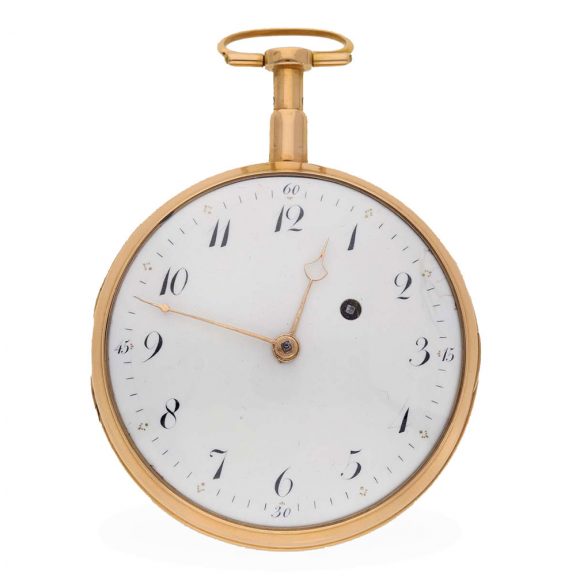 French 18 carat gold verge watch with striking mechanism Circa 1800