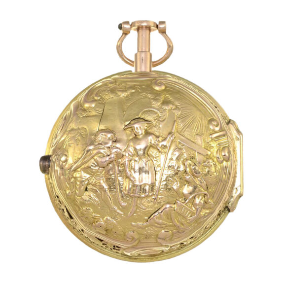 English gold pair cased repoussé verge watch Circa 1760 English gold pair cased repoussé verge watch Circa 1760