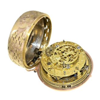 English gold pair cased repoussé verge watch Circa 1760 English gold pair cased repoussé verge watch Circa 1760