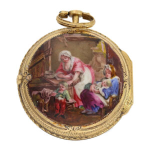 French 18 carat gold and enamel verge Rococo watch Circa 1760
