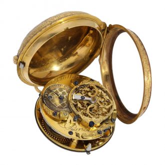 French 18 carat gold and enamel verge Rococo watch Circa 1760