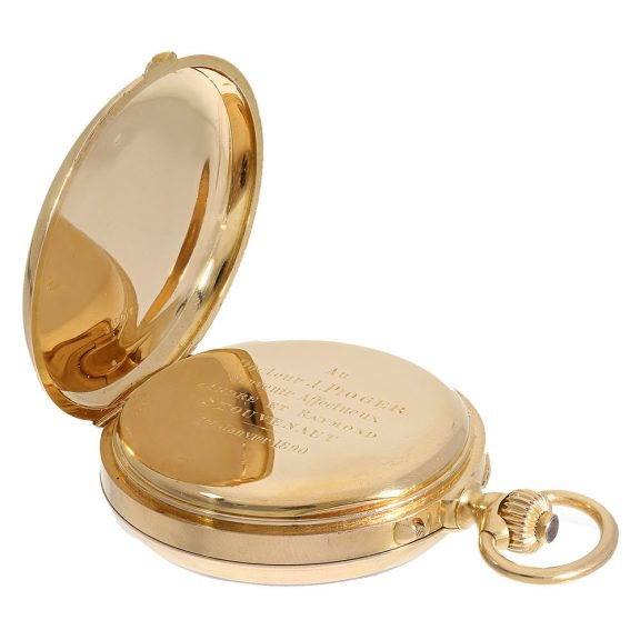 French 18 carat gold chronometer with chronograph Circa 1890 French 18 carat gold chronometer with chronograph Circa 1890