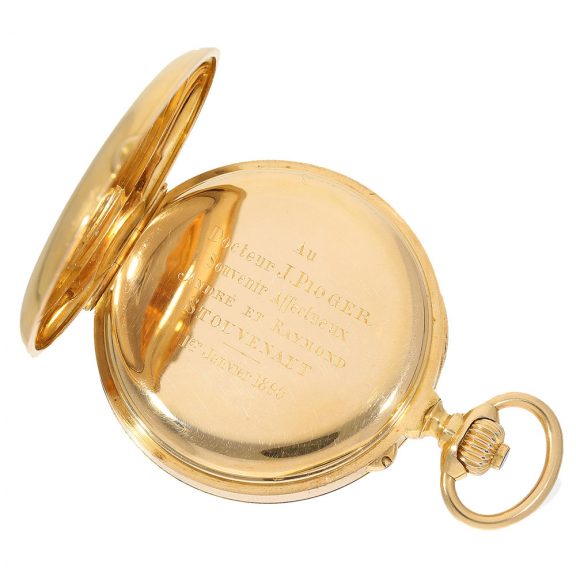 French 18 carat gold chronometer with chronograph Circa 1890 French 18 carat gold chronometer with chronograph Circa 1890