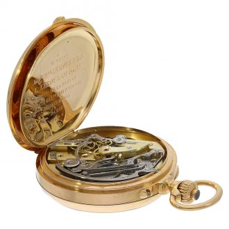 French 18 carat gold chronometer with chronograph Circa 1890