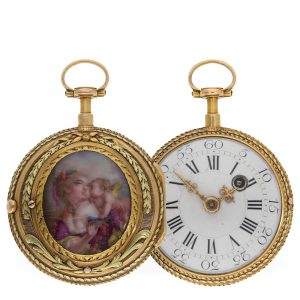 Swiss 18 Carat red gold and enamel Louis XV verge watch Circa 1770