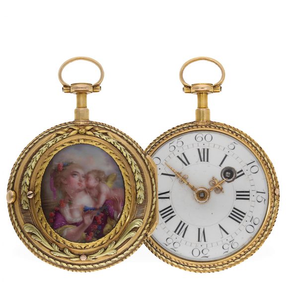 Swiss 18 Carat red gold and enamel Louis XV verge watch Circa 1770 Swiss 18 Carat red gold and enamel Louis XV verge watch Circa 1770