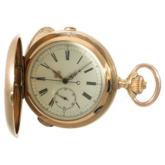 Swiss 14 carat gold hunter cased pocket watch Circa 1900