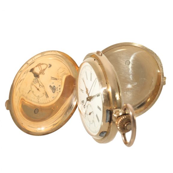 Swiss 14 carat gold hunter cased pocket watch Circa 1900 Swiss 14 carat gold hunter cased pocket watch Circa 1900