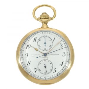 Swiss 18 carat gold open faced lever chronograph Circa 1905